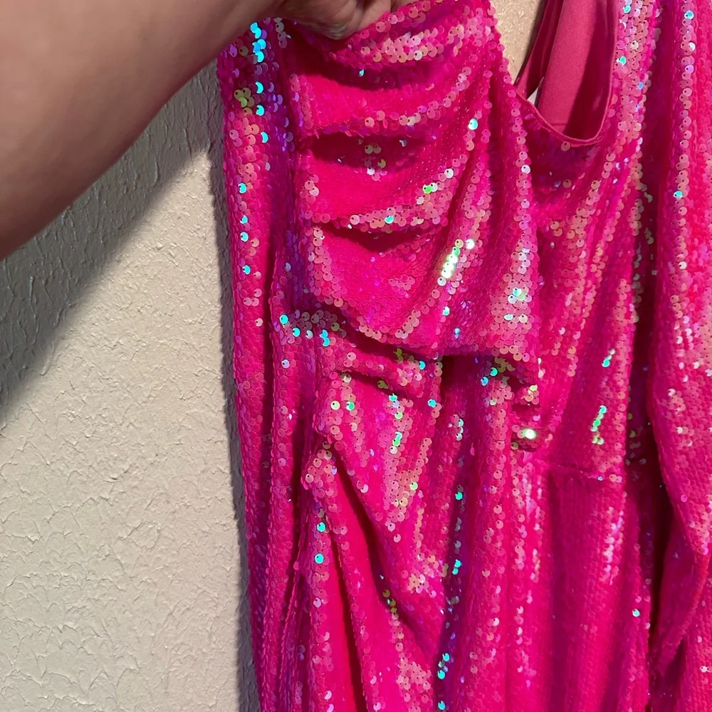 FAERIESTY Sequins Cocktail Dress Size 4X Plus Size Barbie pink - Picture 4 of 12